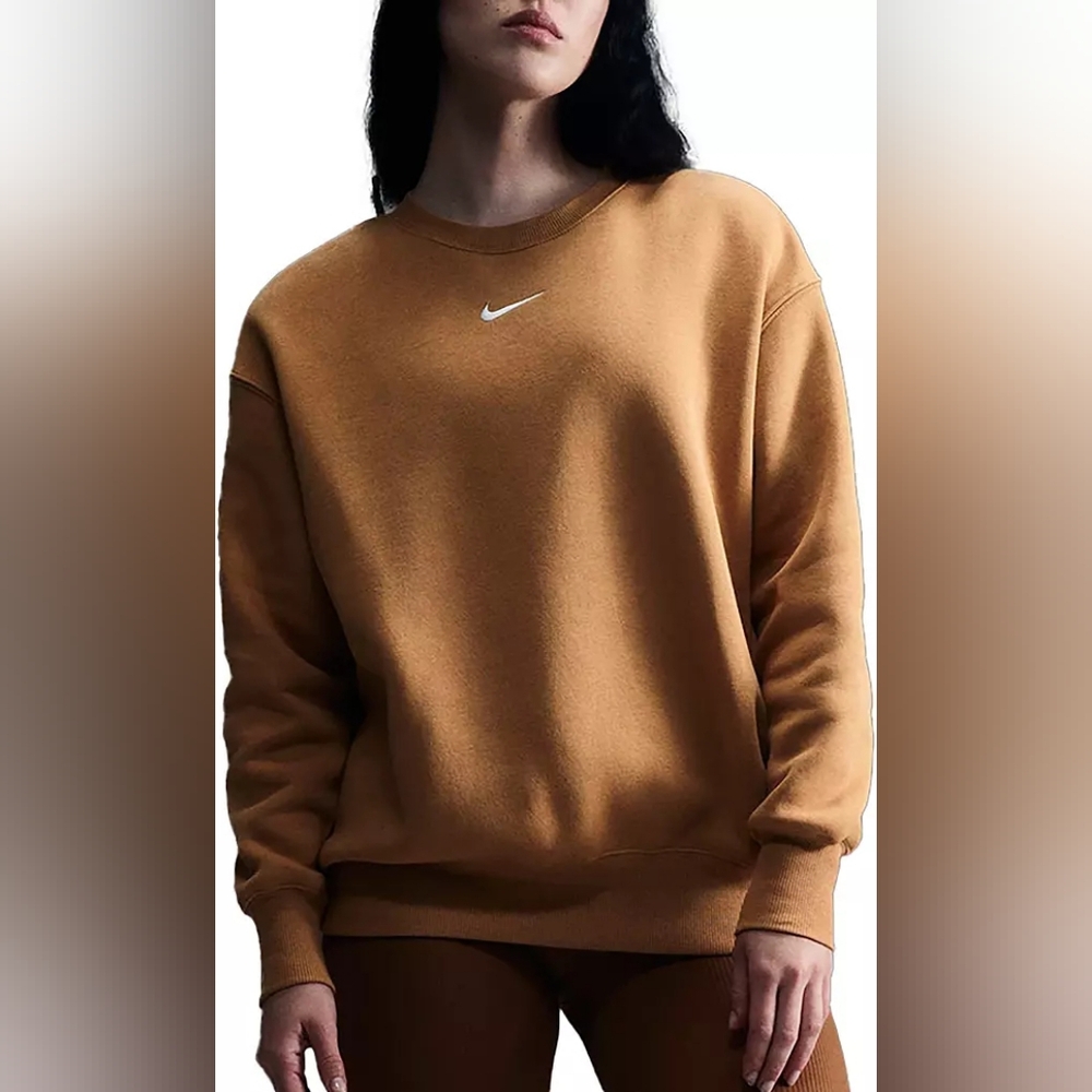 Nike Sportswear Phoenix Fleece Over-Oversized Crewneck Sweatshirt in Flax -Sz L